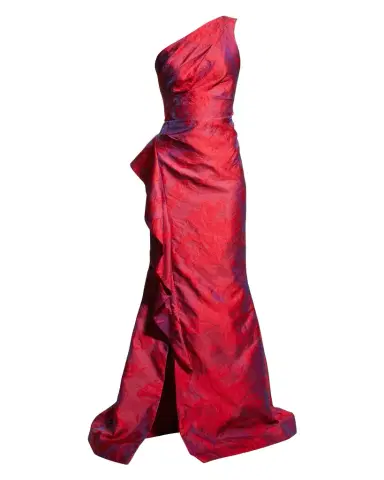 Rickie Freeman for Teri Jon One-Shoulder Side-Ruffle Gown | Thumbnail 1 Rickie Freeman for Teri Jon One-Shoulder Side-Ruffle Gown | Thumbnail 1