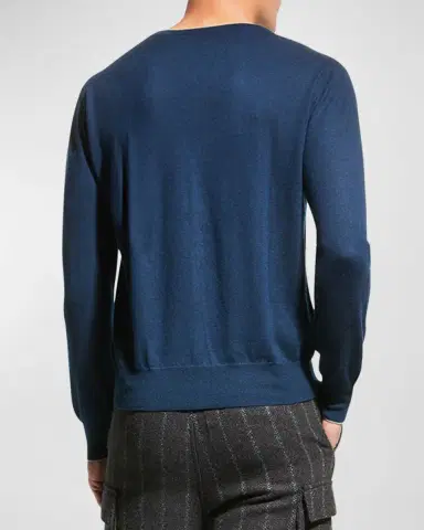 Neiman Marcus Men's Extra Lightweight Wool-Cashmere V-Neck Sweater | Thumbnail 3 Neiman Marcus Men's Extra Lightweight Wool-Cashmere V-Neck Sweater | Thumbnail 3