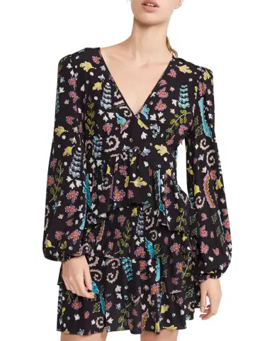 Cynthia Rowley V-Neck Printed Viscose Blouse | Thumbnail 3 Cynthia Rowley V-Neck Printed Viscose Blouse | Thumbnail 3