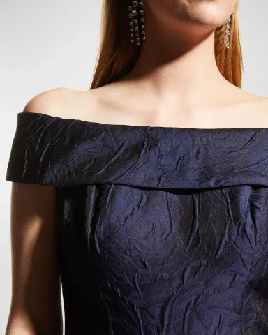 Rickie Freeman for Teri Jon Off-Shoulder Jacquard Column Gown | Thumbnail 5 Rickie Freeman for Teri Jon Off-Shoulder Jacquard Column Gown | Thumbnail 5