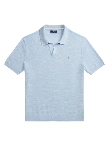 Polo Ralph Lauren Men's Cotton-Linen Knit Polo Shirt - Office Blue Deck Wash White - Size XXL | Thumbnail 1 Polo Ralph Lauren Men's Cotton-Linen Knit Polo Shirt - Office Blue Deck Wash White - Size XXL | Thumbnail 1