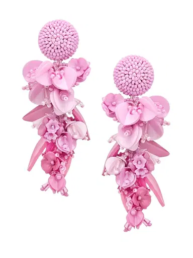 Oscar de la Renta Women's Glass Beaded Flower Clip-On Drop Earrings - Tulip | Thumbnail 1 Oscar de la Renta Women's Glass Beaded Flower Clip-On Drop Earrings - Tulip | Thumbnail 1