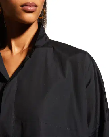 Eskandar Wide Double Stand Collar Shirt - Long | Thumbnail 5 Eskandar Wide Double Stand Collar Shirt - Long | Thumbnail 5