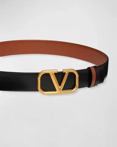 Valentino Garavani VLogo Reversible Leather Belt, 30mm | Thumbnail 3 Valentino Garavani VLogo Reversible Leather Belt, 30mm | Thumbnail 3