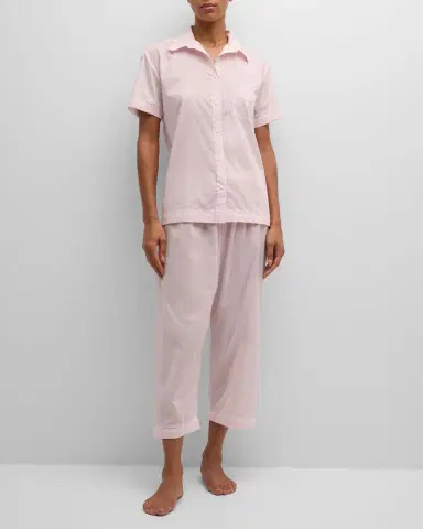Pour Les Femmes Cotton Lawn Short-Sleeve Crop Pajama Set | Thumbnail 3 Pour Les Femmes Cotton Lawn Short-Sleeve Crop Pajama Set | Thumbnail 3