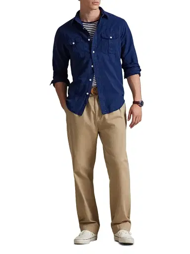 Polo Ralph Lauren Men's Linen-Silk Canvas Utility Shirt - Indigo | Thumbnail 2 Polo Ralph Lauren Men's Linen-Silk Canvas Utility Shirt - Indigo | Thumbnail 2