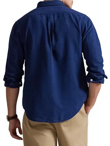 Polo Ralph Lauren Men's Linen-Silk Canvas Utility Shirt - Indigo | Thumbnail 4 Polo Ralph Lauren Men's Linen-Silk Canvas Utility Shirt - Indigo | Thumbnail 4