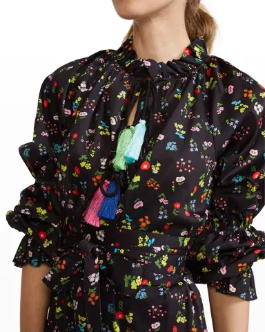 Cynthia Rowley Betty Floral-Print Tassel-Tie Dress | Thumbnail 5 Cynthia Rowley Betty Floral-Print Tassel-Tie Dress | Thumbnail 5