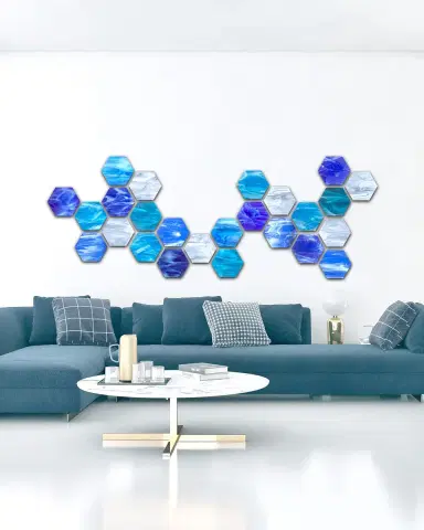 Karo Studios Water Hexagonal Glass Wall Sculpture | Thumbnail 2 Karo Studios Water Hexagonal Glass Wall Sculpture | Thumbnail 2