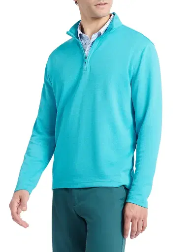 Robert Graham Men's Troland Quarter-Zip Pullover - Peacock Blue | Thumbnail 4 Robert Graham Men's Troland Quarter-Zip Pullover - Peacock Blue | Thumbnail 4