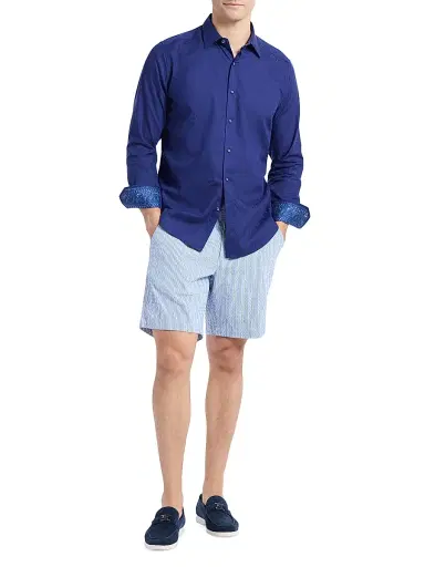 Robert Graham Men's Hudson Paisley Jacquard Stretch-Cotton Shirt - Navy | Thumbnail 2 Robert Graham Men's Hudson Paisley Jacquard Stretch-Cotton Shirt - Navy | Thumbnail 2