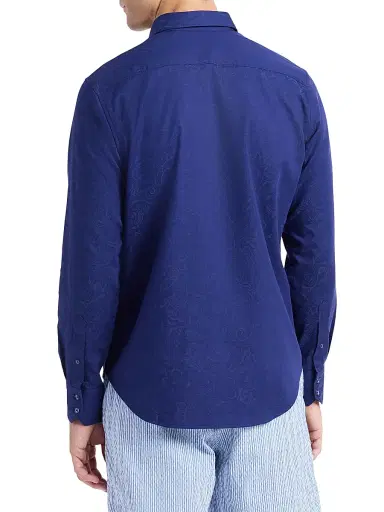 Robert Graham Men's Hudson Paisley Jacquard Stretch-Cotton Shirt - Navy | Thumbnail 5 Robert Graham Men's Hudson Paisley Jacquard Stretch-Cotton Shirt - Navy | Thumbnail 5