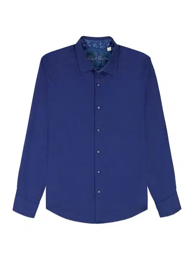 Robert Graham Men's Hudson Paisley Jacquard Stretch-Cotton Shirt - Navy | Thumbnail 1 Robert Graham Men's Hudson Paisley Jacquard Stretch-Cotton Shirt - Navy | Thumbnail 1