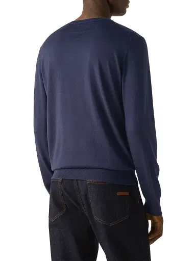 ZEGNA Men's Cashseta Crewneck Sweater - Dark Indigo Blue | Thumbnail 3 ZEGNA Men's Cashseta Crewneck Sweater - Dark Indigo Blue | Thumbnail 3