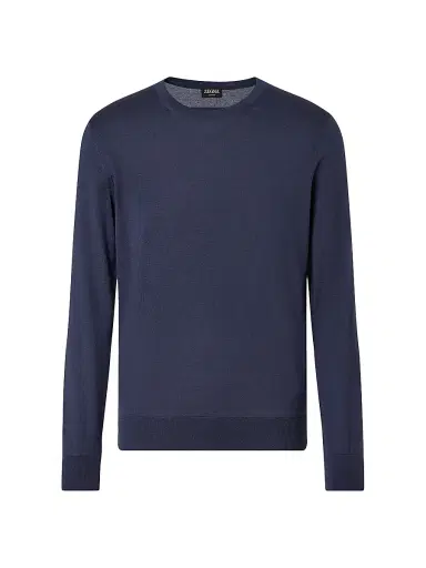 ZEGNA Men's Cashseta Crewneck Sweater - Dark Indigo Blue | Thumbnail 1 ZEGNA Men's Cashseta Crewneck Sweater - Dark Indigo Blue | Thumbnail 1
