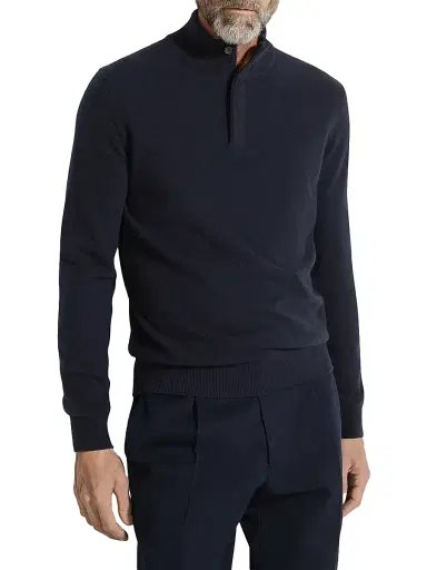 ZEGNA Men's Oasi Cashmere Sweater - Navy Blue Melange | Thumbnail 3 ZEGNA Men's Oasi Cashmere Sweater - Navy Blue Melange | Thumbnail 3