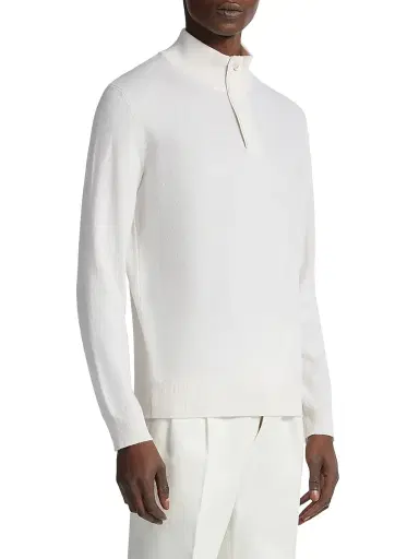 ZEGNA Men's Oasi Cashmere Sweater - White | Thumbnail 2 ZEGNA Men's Oasi Cashmere Sweater - White | Thumbnail 2
