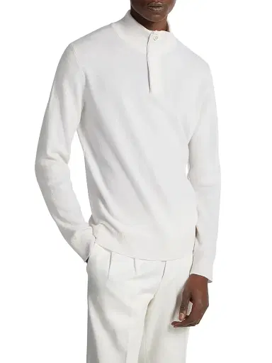 ZEGNA Men's Oasi Cashmere Sweater - White | Thumbnail 4 ZEGNA Men's Oasi Cashmere Sweater - White | Thumbnail 4