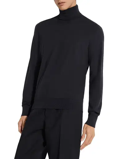 ZEGNA Men's Cashseta Turtleneck Sweater - Navy Blue Melange | Thumbnail 3 ZEGNA Men's Cashseta Turtleneck Sweater - Navy Blue Melange | Thumbnail 3