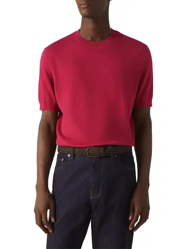 ZEGNA Men's Premium Cotton T-Shirt - Dark Pink | Thumbnail 2 ZEGNA Men's Premium Cotton T-Shirt - Dark Pink | Thumbnail 2