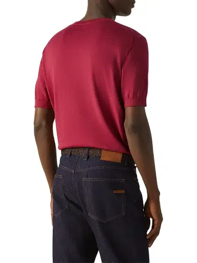 ZEGNA Men's Premium Cotton T-Shirt - Dark Pink | Thumbnail 3 ZEGNA Men's Premium Cotton T-Shirt - Dark Pink | Thumbnail 3