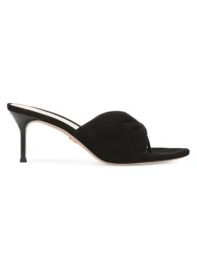 Veronica Beard Women's Tullia 65MM Gathered Suede Mules - Black | Thumbnail 1 Veronica Beard Women's Tullia 65MM Gathered Suede Mules - Black | Thumbnail 1
