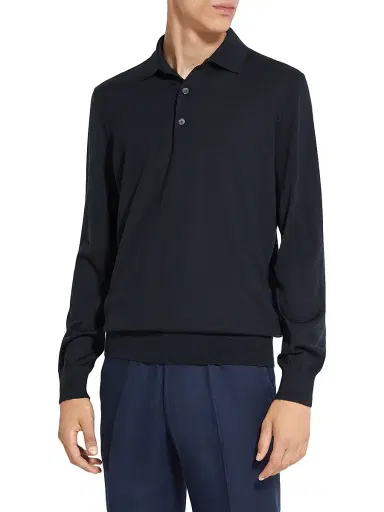 ZEGNA Men's Cashseta Polo Shirt - Navy Blue Melange | Thumbnail 3 ZEGNA Men's Cashseta Polo Shirt - Navy Blue Melange | Thumbnail 3