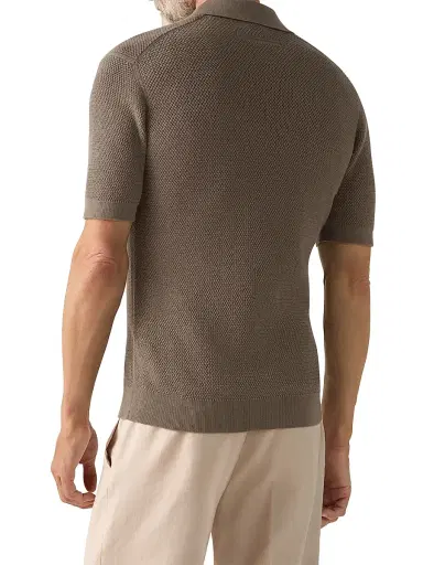 ZEGNA Men's Premium Cotton Polo Shirt - Dark Taupe | Thumbnail 3 ZEGNA Men's Premium Cotton Polo Shirt - Dark Taupe | Thumbnail 3