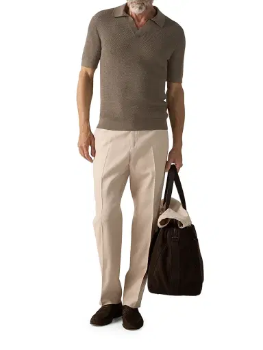 ZEGNA Men's Premium Cotton Polo Shirt - Dark Taupe | Thumbnail 6 ZEGNA Men's Premium Cotton Polo Shirt - Dark Taupe | Thumbnail 6