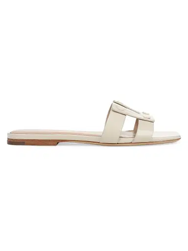 Veronica Beard Women's Via Slide Leather Sandals - Ecru | Thumbnail 1 Veronica Beard Women's Via Slide Leather Sandals - Ecru | Thumbnail 1