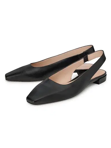 Stuart Weitzman Women's Stassi Leather Slingback Flats - Black | Thumbnail 2 Stuart Weitzman Women's Stassi Leather Slingback Flats - Black | Thumbnail 2