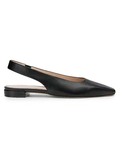 Stuart Weitzman Women's Stassi Leather Slingback Flats - Black | Thumbnail 1 Stuart Weitzman Women's Stassi Leather Slingback Flats - Black | Thumbnail 1