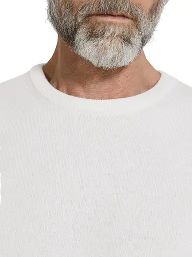 ZEGNA Men's Oasi Cashmere Crewneck T-Shirt - White Melange | Thumbnail 4 ZEGNA Men's Oasi Cashmere Crewneck T-Shirt - White Melange | Thumbnail 4