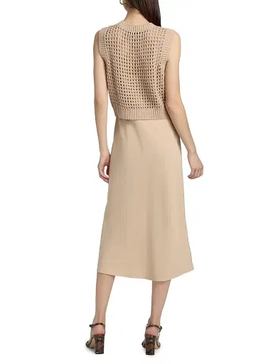 dh New York Women's Mixed-Media Cotton Midi-Dress - Sandstone - Size Large | Thumbnail 5 dh New York Women's Mixed-Media Cotton Midi-Dress - Sandstone - Size Large | Thumbnail 5