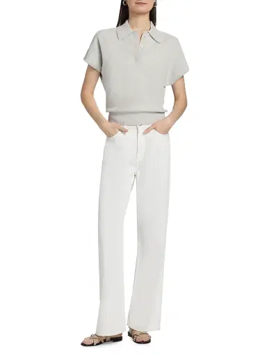 dh New York Women's Dasha Cotton-Cashmere Polo Top | Thumbnail 2 dh New York Women's Dasha Cotton-Cashmere Polo Top | Thumbnail 2