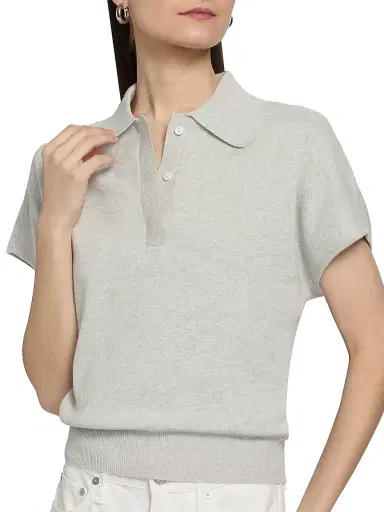 dh New York Women's Dasha Cotton-Cashmere Polo Top | Thumbnail 6 dh New York Women's Dasha Cotton-Cashmere Polo Top | Thumbnail 6