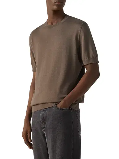 Zegna Men's Premium Cotton T-Shirt - Dark Taupe - Size 46 | Thumbnail 2 Zegna Men's Premium Cotton T-Shirt - Dark Taupe - Size 46 | Thumbnail 2