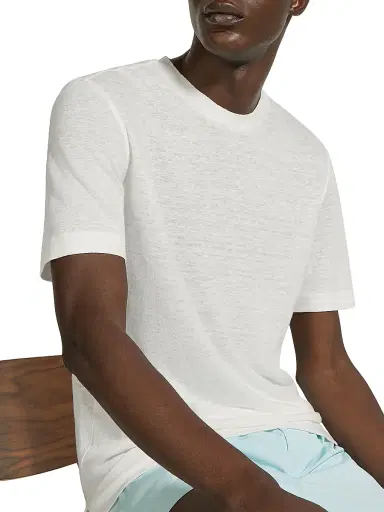 Zegna Men's Oasi Lino T-Shirt - White | Thumbnail 4 Zegna Men's Oasi Lino T-Shirt - White | Thumbnail 4