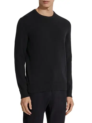 ZEGNA Men's Oasi Cashmere Crewneck T-Shirt - Black | Thumbnail 2 ZEGNA Men's Oasi Cashmere Crewneck T-Shirt - Black | Thumbnail 2