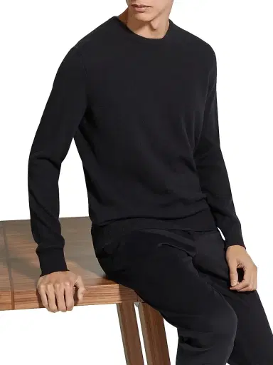 ZEGNA Men's Oasi Cashmere Crewneck T-Shirt - Black | Thumbnail 5 ZEGNA Men's Oasi Cashmere Crewneck T-Shirt - Black | Thumbnail 5