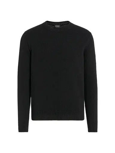ZEGNA Men's Oasi Cashmere Crewneck T-Shirt - Black | Thumbnail 1 ZEGNA Men's Oasi Cashmere Crewneck T-Shirt - Black | Thumbnail 1