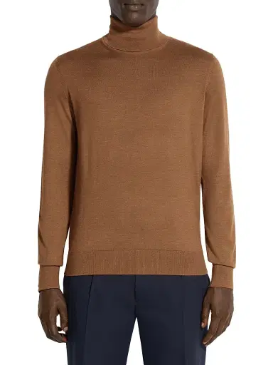 ZEGNA Men's Cashseta Turtleneck Sweater - Foliage Melange | Thumbnail 2 ZEGNA Men's Cashseta Turtleneck Sweater - Foliage Melange | Thumbnail 2