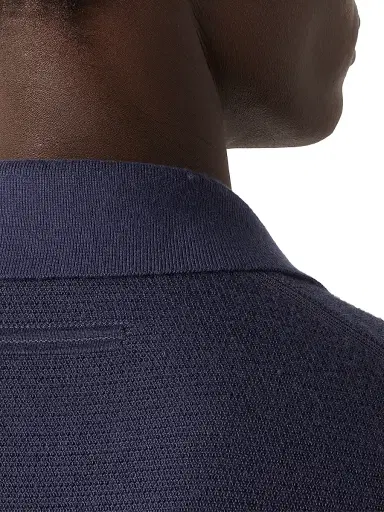 ZEGNA Men's Cashmere-Silk Polo Shirt - Dark Indigo Blue Melange | Thumbnail 4 ZEGNA Men's Cashmere-Silk Polo Shirt - Dark Indigo Blue Melange | Thumbnail 4