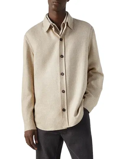 ZEGNA Men's Cashmere Linen and Silk Overshirt - Beige | Thumbnail 2 ZEGNA Men's Cashmere Linen and Silk Overshirt - Beige | Thumbnail 2