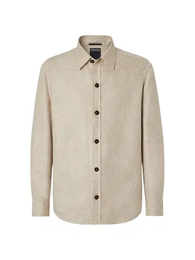 ZEGNA Men's Cashmere Linen and Silk Overshirt - Beige | Thumbnail 1 ZEGNA Men's Cashmere Linen and Silk Overshirt - Beige | Thumbnail 1
