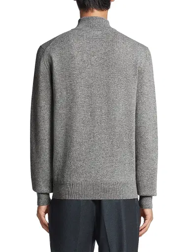 ZEGNA Men's Oasi Cashmere Sweater - Grey Melange | Thumbnail 3 ZEGNA Men's Oasi Cashmere Sweater - Grey Melange | Thumbnail 3