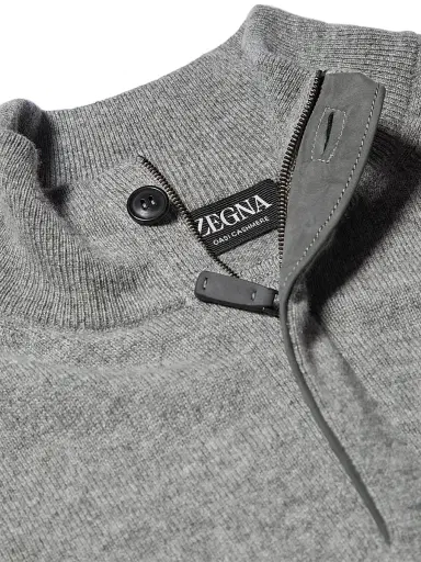 ZEGNA Men's Oasi Cashmere Sweater - Grey Melange | Thumbnail 4 ZEGNA Men's Oasi Cashmere Sweater - Grey Melange | Thumbnail 4