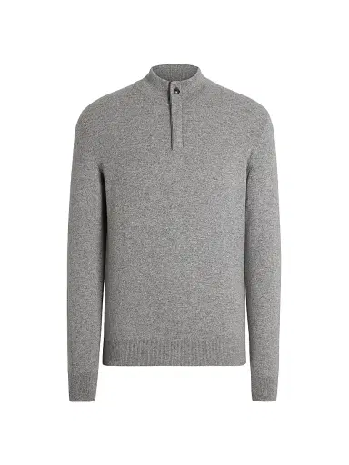 ZEGNA Men's Oasi Cashmere Sweater - Grey Melange | Thumbnail 1 ZEGNA Men's Oasi Cashmere Sweater - Grey Melange | Thumbnail 1