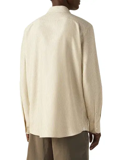 ZEGNA Men's Silk Shirt - Light Taupe White | Thumbnail 3 ZEGNA Men's Silk Shirt - Light Taupe White | Thumbnail 3