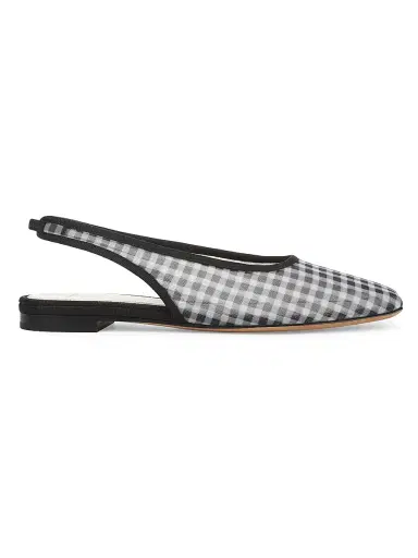 Vince Women's Daphne Gingham Mesh Slingback Flats - Black | Thumbnail 1 Vince Women's Daphne Gingham Mesh Slingback Flats - Black | Thumbnail 1